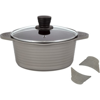 Кастрюля THERMOS TFP-W24 DBR 24 см 4.0L из алюминиевого сплава со стеклянной крышкой